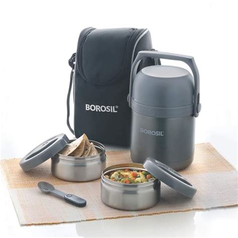 borosil hydra hot n fresh stainless steel lunch box|Borosil .